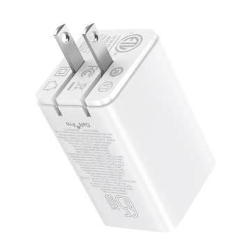 Incarcator de perete(priza SUA) BaseusGaN6 Pro (P10162702213-00) - 2x USB, 2x Type-C, 65W, Cablu Tip-C, 100W, 20V, 5A, 1m - Alb - Img 3