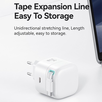 Incarcator de perete Usama Seria XMF (US-CC202) - incarcare rapida GaN, USB-C PD35W cu cablu retractabil de tip C, 80 cm - Alb - Img 7