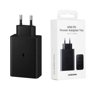 Incarcator Samsung 65W PPS 2x Type-C PD/USB, EP-T6530NBEGEU, Negru - Img 1