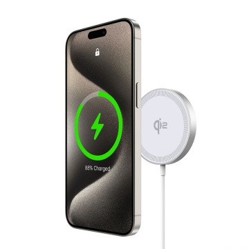 Incarcator wireless magnetic Qi2 pentru iPhone Duzzona W18, alb - Img 1