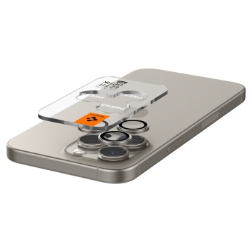 [Pachet 2x] Folie sticla camera iPhone 15 Pro Max Spigen Glas.tR Optik, Natural Titan - Img 2