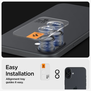 [Pachet 2x] Folie sticla camera iPhone 16 Plus Spigen Glas.tR Optik EZ Fit Pro - Clear - Img 4