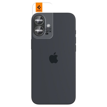 [Pachet 2x] Folie sticla camera iPhone 16 Spigen Glas.tR Optik EZ Fit Pro - Transparent - Img 3