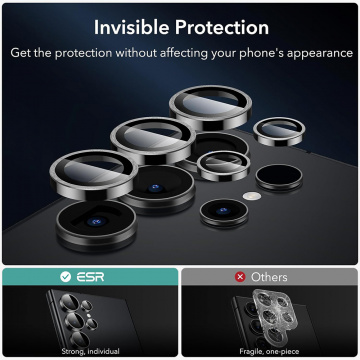 [Pachet 2x] Folie sticla camera Samsung Galaxy S24 Ultra ESR Lens Protector, Black - Img 3