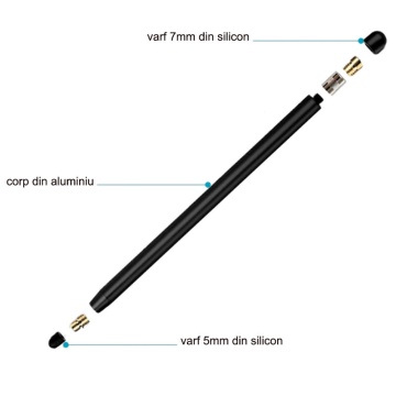 Stylus pen Techsuit, 2in1 universal, Android, iOS, aluminiu, JC01 - Albastru Inchis - Img 2
