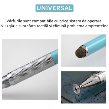 Stylus Pen Techsuit, Universal, Android, iOS, Aluminiu, JC03 - Alb - Img 6
