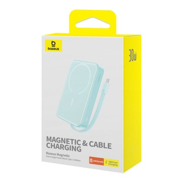 Acumulator Extern MagSafe, USB-C, Lightning, 30W, 10000mAh - Baseus Magnetic Mini (P1002210B333-00) - Blue - Img 8