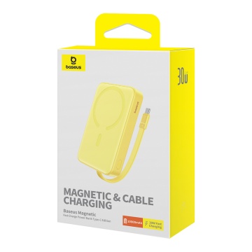 Acumulator Extern MagSafe, USB-C, Lightning, 30W, 10000mAh - Baseus Magnetic Mini (P1002210BY23-00) - Yellow - Img 6