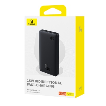 Acumulator Extern USB, Type-C, 15W, 10000mAh + Cable Type-C, 30cm - Baseus Airpow Lite (P10067500123-00) - Cosmic Black - Img 7