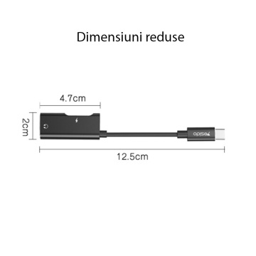 Adaptor audio DAC USB-C la 2x Type-C Yesido YAU23, 60W - Negru - Img 4