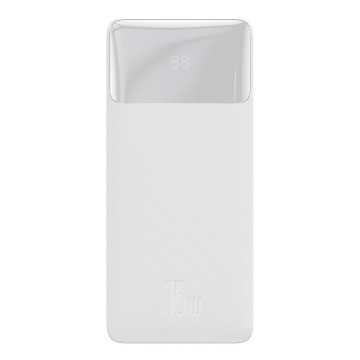 Baterie Externa Bipow Baseus (PPBD050102) - Display digital 2xUSB QC3.0, USB-C 20000mAh 15W + Cablu Micro-USB 0.25m - Alb - Img 4