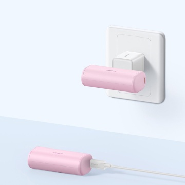 Baterie Externa Type-C, 20W, 5000mAh + Cablu Type-C - Baseus (P10068306413-00) - Roz - Img 4