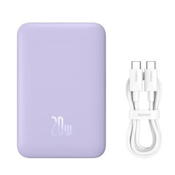 Baterie Externa USB-C, MagSafe, 10000mAh, 20W - Baseus Magnetic Mini (PPCX110105) - Purple - Img 4