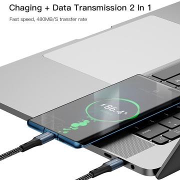 Cablu de date 2 x Type-C Yesido CA96, 3A, 60W, 480Mbps, 1.2m -Negru - Img 2