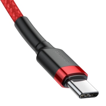 Cablu de date Baseus (CATKLF-G09) - Tip-C la Tip-C, incarcare rapida, 60W, 3A, 1m - Rosu / Negru - Img 3