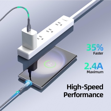Cablu de date Duzzona (A8) - incarcare rapida USB la Type-C 2,4 A, 12 W, 480 Mbps, 2 m - Gri - Img 3