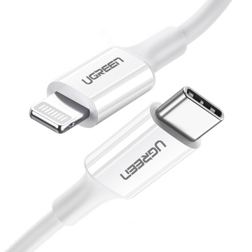 Cablu de Date Type-C la Lightning MFI Ugreen, 2m, 3A, alb, 60749, Alb - Img 1
