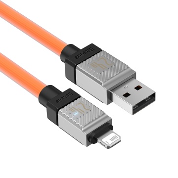 Cablu de date USB la Lightning Baseus, 2.4A, 2m, CAKW000507 - Portocaliu - Img 3