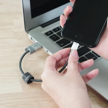 Cablu de date USB la Ligntning 20cm, Ringke Smart Fish, Gri - Img 5