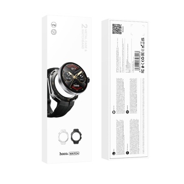 Ceas smartwatch dama + 2 curele Hoco Y14, 1.32 inch, Negru - Img 2