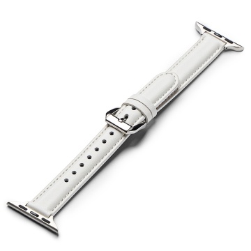 Curea Apple Watch 1/2/3/4/5/6/7/8/9/10/SE/SE 2/Ultra/Ultra 2 (42/44/45/46/49mm) Ringke Leather One Slim - Alb - Img 2