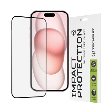 Folie sticla iPhone 15 Techsuit 111D Full Glue Full Cover, Negru - Img 1