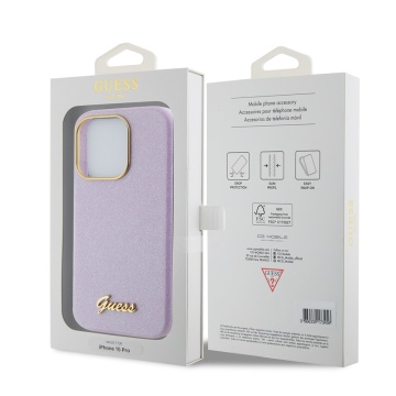 Husa Guess Glitter Glossy Script iPhone 15 Pro cu sclipici GUHCP15LPGMCSL- Violet - Img 3
