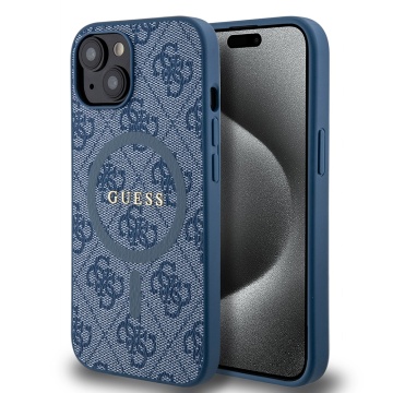 Husa Guess iPhone 14 Plus 4G Collection Leather MagSafe, GUHMP15MG4GFRB -Albastru - Img 1