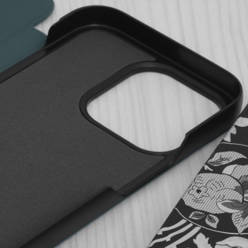 Husa iPhone 14 Pro Eco Leather View flip tip carte, Green - Img 2