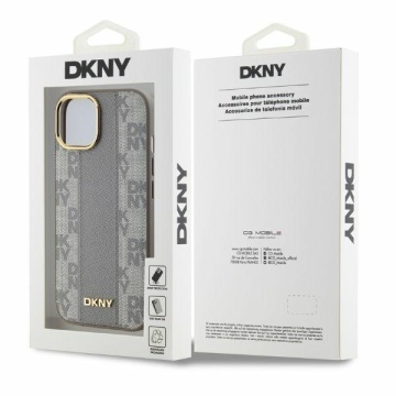 Husa iPhone 15 Plus - DKNY Leather Checkered Mono Pattern MagSafe (DKHMP15MPCPVSLE) - Beige - Img 5