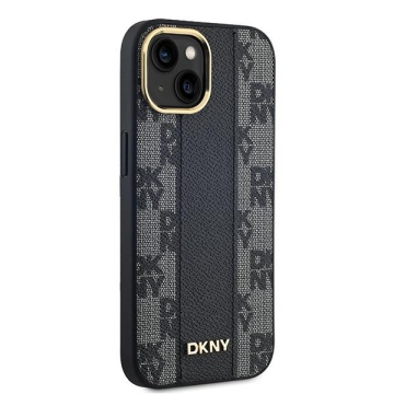 Husa iPhone 15 Plus - DKNY Leather Checkered Mono Pattern MagSafe (DKHMP15MPCPVSLK) - Black - Img 4