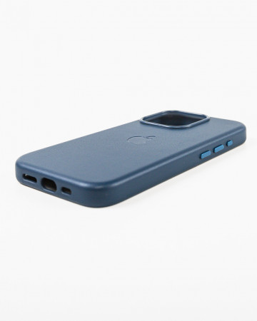 Husa Iphone 15 Pro din piele naturala Albastra MagSafe - Img 3