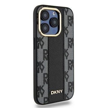 Husa iPhone 15 Pro - DKNY Leather Checkered Mono Pattern MagSafe (DKHMP15LPCPVSLK) - Black - Img 4