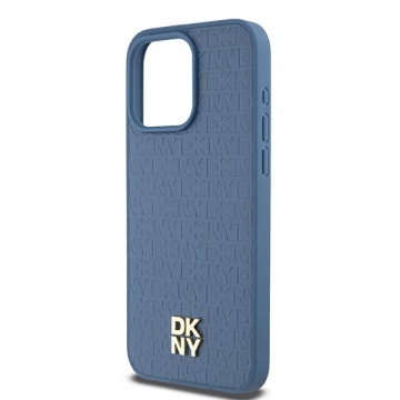 Husa iPhone 15 Pro - DKNY Leather Monogram Pattern Metal Logo MagSafe (DKHMP15LPSHRPSB) - Blue - Img 3