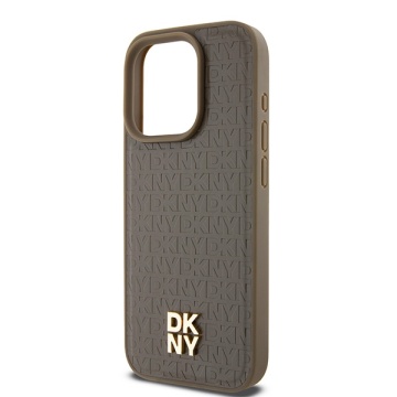 Husa iPhone 15 Pro Max - DKNY Leather Pattern Metal Logo MagSafe (DKHMP15XPSHRPSW) - Brown - Img 3
