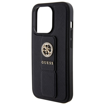 Husa iPhone 15 Pro originala Guess Grip Stand 4G Saffiano Strass GUHCP15LPGSSADK- Negru - Img 4