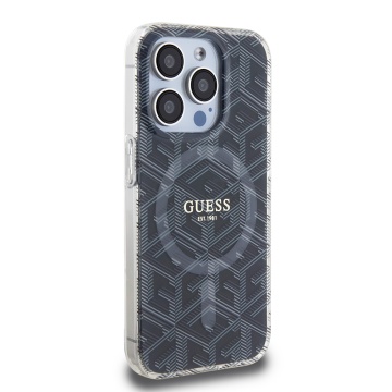 Husa iPhone 15 Pro originala Guess IML GCube MagSafe GUHMP15LHGCUSTGK- Negru - Img 3