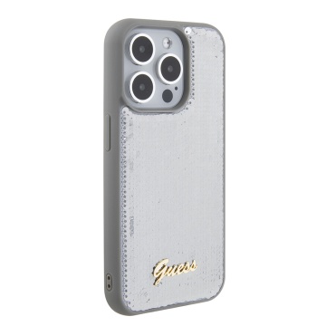 Husa originala Guess iPhone 15 Pro Sequin Script Metal GUHCP15LPSFDGSS- Argintiu - Img 2