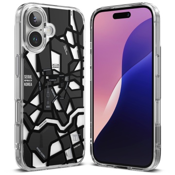 Husa pentru iPhone 16 Plus - Ringke Fusion Design - Seoul Map Black - Img 1