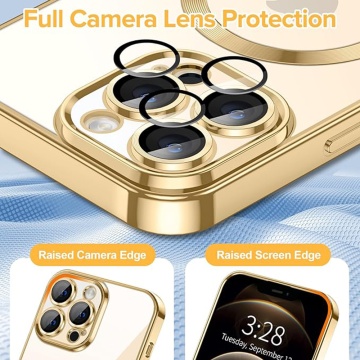 Husa premium iPhone 13 Pro Techsuit Luxury Crystal MagSafe - Auriu - Img 4