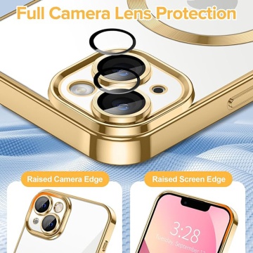 Husa premium iPhone 13 Techsuit Luxury Crystal MagSafe - Auriu - Img 4