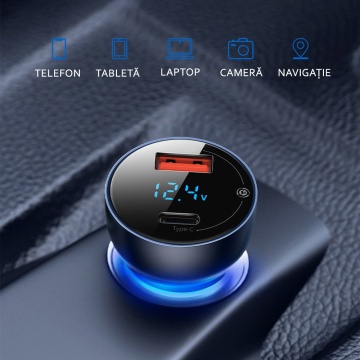 Incarcator auto Baseus, Type-C PD3.0, USB QC4.0, 65W, transparent, CCKX-C0A - Img 8