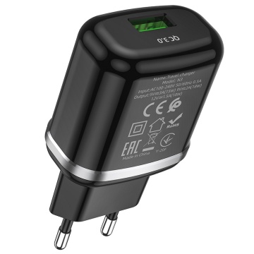 Incarcator priza Fast Charging USB 18W Hoco N3, negru - Img 2