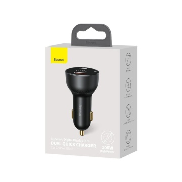 Incarcatorde masina Supreme (CCZX-01) - USB, tip C, incarcare super raoida, 100 W - negru - Img 2