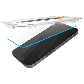 [Pachet 2x] Folie iPhone 14 Pro Max Spigen Glas.tR EZ Fit, Clear - Img 2