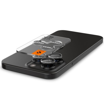 [Pachet 2x] Folie sticla camera iPhone 14 Pro Max Spigen Glas.tR Optik EZ Fit Pro - Transparent - Img 2