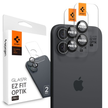 [Pachet 2x] Folie sticla camera iPhone 16 Spigen Glas.tR Optik EZ Fit Pro - Clear - Img 1