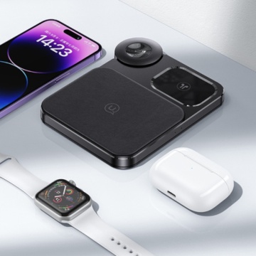 Statie de incarcare 3 in 1 - iPhone, iWatch, AirPods, 15W, 3A - Usams, Negru - Img 2