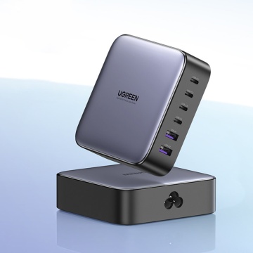 Statie de incarcare (40914) - incarcator de birou GaN 4xType-C, 2xUSB, 200W - Gri - Img 5