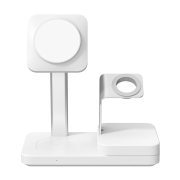 Statie de incarcare fara fir premium 5 în 1 HaloLock (6E004) - cu GaN, iPhone MagSafe, AirPods, Apple Watch, 65 W - alb - Img 2